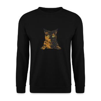Schildpatt Katze Tortoiseshell Cat Tortie - Unisex Pullover - Schwarz - Vorne - Alina (178cm) & Michal (187cm)