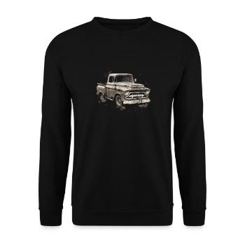 LKW Vintage Old Classic School Amerikanischer Pickup - Unisex Pullover - Schwarz - Vorne - Alina (178cm) & Michal (187cm)