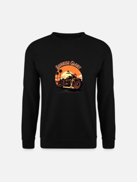Sonntagmorgenfahrt - Vintage-Motorrad-Sonnenuntergang - Unisex Pullover - Schwarz