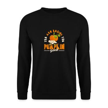 The Man Behind the Pumpkin Halloween Pregnant - Unisex Sweatshirt - black - Front - Alina (178cm) & Michal (187cm)