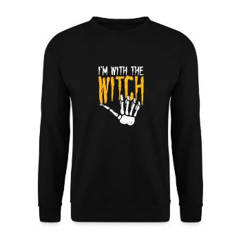 Ich bin mit der Hexe Lustige Paare Ehemann - Unisex Pullover - Schwarz - Vorne - Alina (178cm) & Michal (187cm)