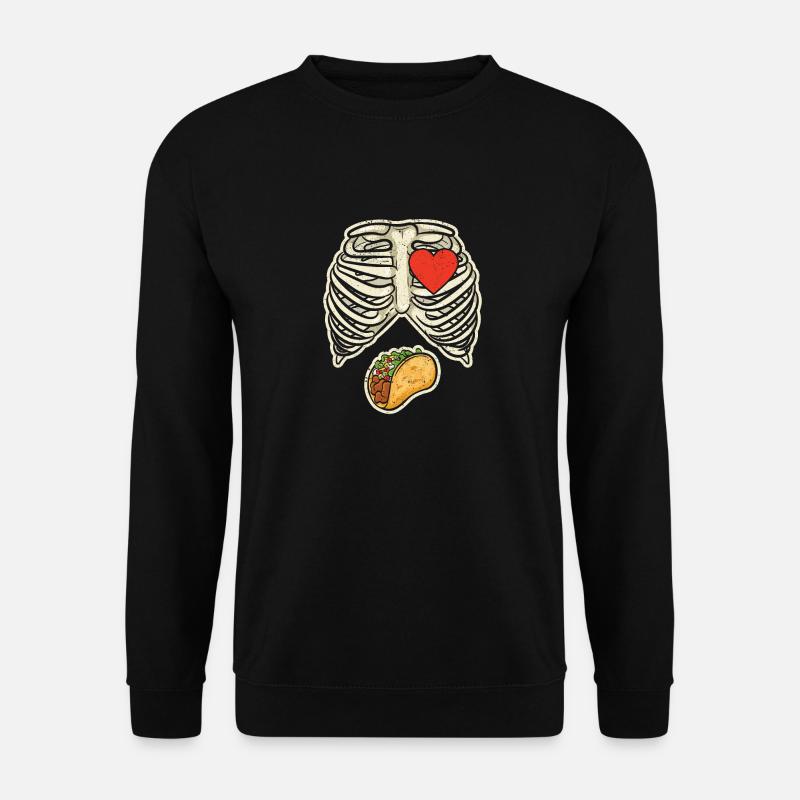 Halloween Papa Skelett Taco Bauch Lustig Schwanger - Unisex Pullover - Schwarz