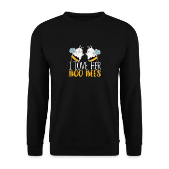 Je les aime boo bees couples fête d’halloween - Sweat-shirt Unisexe - noir - Devant - Alina (178cm) & Michal (187cm)