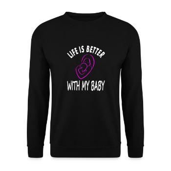 Maman et bébé à bord Fête des mères célèbrent le cadeau - Sweat-shirt Unisexe - noir - Devant - Alina (178cm) & Michal (187cm)