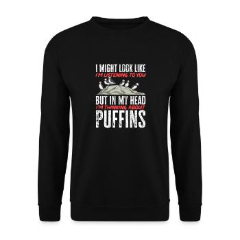 puffin puffin auke birds Lunde - Unisex Sweatshirt - black - Front - Alina (178cm) & Michal (187cm)