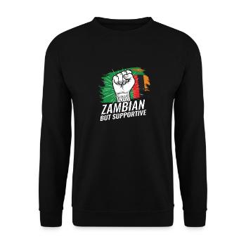 Not Zambian But Supportive Zambia Flag Country - Unisex Sweatshirt - black - Front - Alina (178cm) & Michal (187cm)