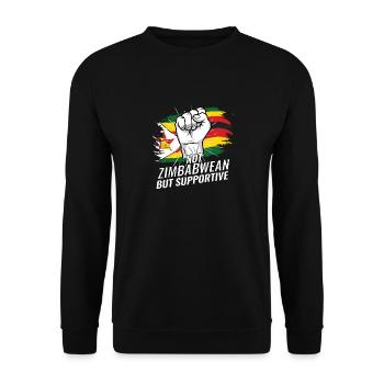 Not Zimbabwean But Supportive Zimbabwe Flag - Unisex Pullover - Schwarz - Vorne - Alina (178cm) & Michal (187cm)