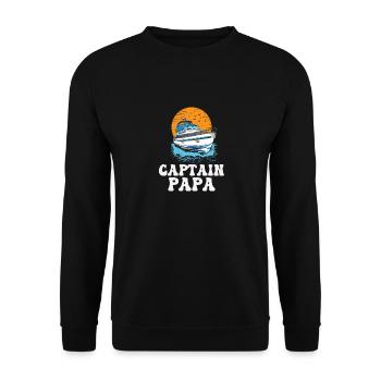 Captain Papa Pontoon King Motorboat Owner - Unisex Sweatshirt - black - Front - Alina (178cm) & Michal (187cm)