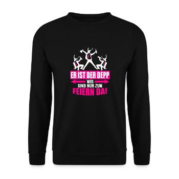 Junggesellenabschied Poltern Polterabend JGA - Unisex Pullover - Schwarz - Vorne - Alina (178cm) & Michal (187cm)