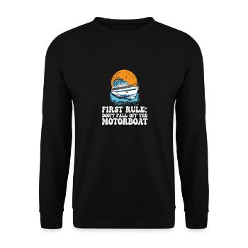 Funny Boat Captain First Rule Don't Fall Of The - Unisex Pullover - Schwarz - Vorne - Alina (178cm) & Michal (187cm)