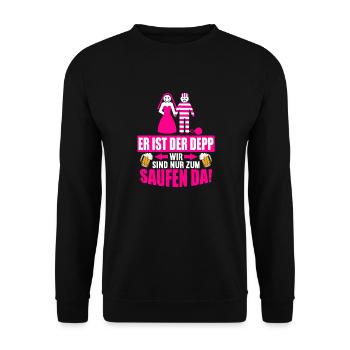 Junggesellenabschied Poltern Polterabend JGA - Unisex Pullover - Schwarz - Vorne - Alina (178cm) & Michal (187cm)