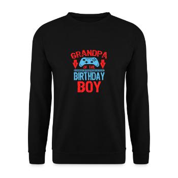 Grandpa Of the Birthday Gamer Boy gift Idea - Unisex Sweatshirt - black - Front - Alina (178cm) & Michal (187cm)