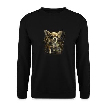 Chihuahua | Electrician Worker Electrical Job Dog - Unisex Sweatshirt - black - Front - Alina (178cm) & Michal (187cm)