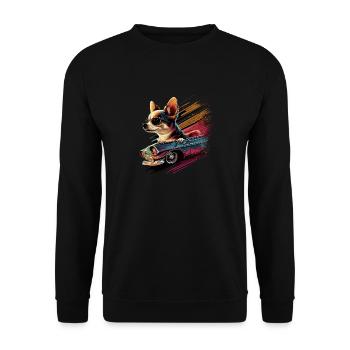 Chihuahua | Race Racing Car Funny Dog Mechanic - Unisex Sweatshirt - black - Front - Alina (178cm) & Michal (187cm)