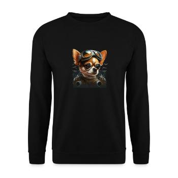 Chihuahua | Race Racing Car Funny Dog Mechanic - Unisex Sweatshirt - black - Front - Alina (178cm) & Michal (187cm)