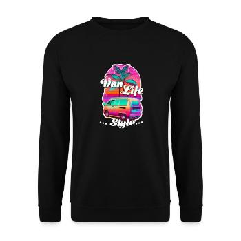 Van life style - camping - Unisex Sweatshirt - black - Front - Alina (178cm) & Michal (187cm)