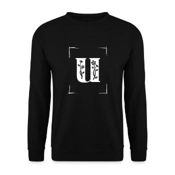letetr U initial - Unisex Sweatshirt - black - Front - Alina (178cm) & Michal (187cm)