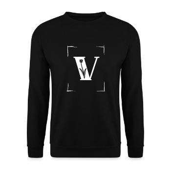 letter V initial - Unisex Sweatshirt - black - Front - Alina (178cm) & Michal (187cm)