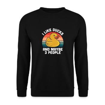 Vintage Duckie Retro I Like Rubber Ducks And Maybe - Unisex Pullover - Schwarz - Vorne - Alina (178cm) & Michal (187cm)