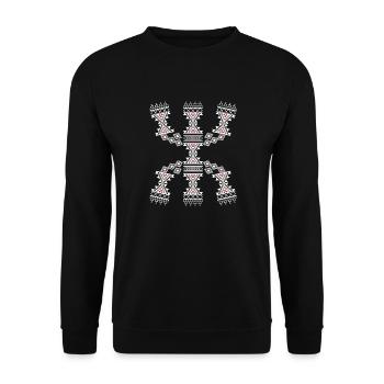 MOTIFS OF AMAZIGH KABYLE CARPETS - Unisex Sweatshirt - black - Front - Alina (178cm) & Michal (187cm)