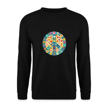 Peace Heart Sign Lovers Art Hippie Groovy Vibes - Unisex Sweatshirt - black - Front - Alina (178cm) & Michal (187cm)