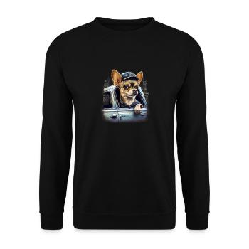 Chihuahua | Polizei Polizist Polizistin Hut - Unisex Pullover - Schwarz - Vorne - Alina (178cm) & Michal (187cm)