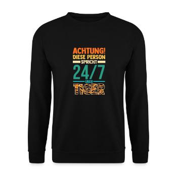 Tiger Motiv - Unisex Pullover - Schwarz - Vorne - Alina (178cm) & Michal (187cm)