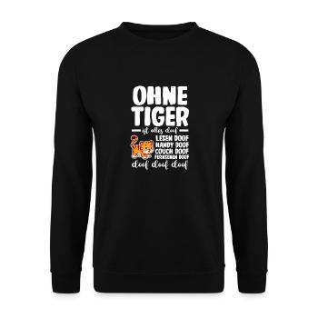 Tiger Motiv - Unisex Pullover - Schwarz - Vorne - Alina (178cm) & Michal (187cm)