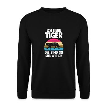 Tiger Motiv - Unisex Pullover - Schwarz - Vorne - Alina (178cm) & Michal (187cm)