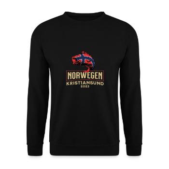 Angelurlaub Angeltour in Norwegen Kristiansund - Unisex Pullover - Schwarz - Vorne - Alina (178cm) & Michal (187cm)