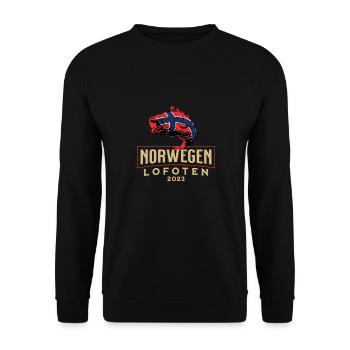 Angelurlaub Angeltour in Norwegen Lofoten - Unisex Pullover - Schwarz - Vorne - Alina (178cm) & Michal (187cm)