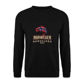 Angelurlaub Angeltour in Norwegen Nordfjord - Unisex Pullover - Schwarz - Vorne - Alina (178cm) & Michal (187cm)