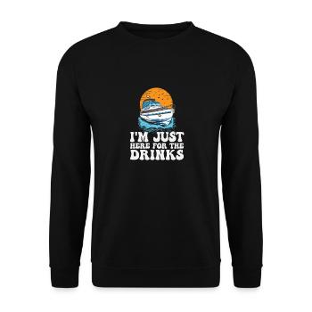 At Just Here For The Drinks Funny Motorboating - Unisex Sweatshirt - black - Front - Alina (178cm) & Michal (187cm)