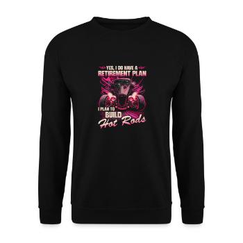 Plan de retraite Hot Rod Grandma, Retro Womens Hot - Sweat-shirt Unisexe - noir - Devant - Alina (178cm) & Michal (187cm)