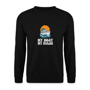 My Boat My Rules Funny Motorboating Quote Pontoon - Unisex Sweatshirt - black - Front - Alina (178cm) & Michal (187cm)