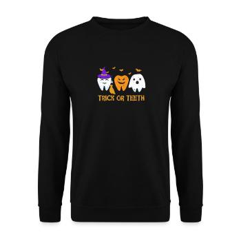 Trick Or Teeth Funny Dental Halloween Treat - Sweat-shirt Unisexe - noir - Devant - Alina (178cm) & Michal (187cm)