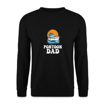 Pontoon Dad Father's Day Motorboating Pontooning - Unisex Sweatshirt - black - Front - Alina (178cm) & Michal (187cm)