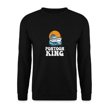 Pontoon King Father's Day Motorboating Pontooning - Unisex Sweatshirt - black - Front - Alina (178cm) & Michal (187cm)