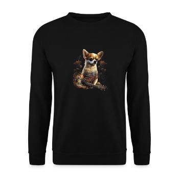 Chihuahua | Aloha Ukulele Hawaii Gitarre Lustiger - Unisex Pullover - Schwarz - Vorne - Alina (178cm) & Michal (187cm)