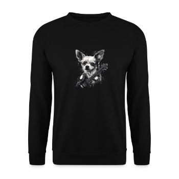 Chihuahua | Aloha Ukulele Hawaii Gitarre Lustiger - Unisex Pullover - Schwarz - Vorne - Alina (178cm) & Michal (187cm)