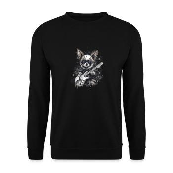 Chihuahua | Aloha Ukulele Hawaii Gitarre Lustiger - Unisex Pullover - Schwarz - Vorne - Alina (178cm) & Michal (187cm)