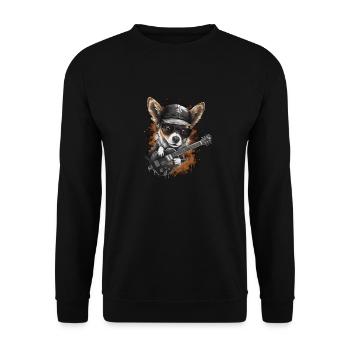 Chihuahua | Aloha Ukulele Hawaii Gitarre Lustiger - Unisex Pullover - Schwarz - Vorne - Alina (178cm) & Michal (187cm)