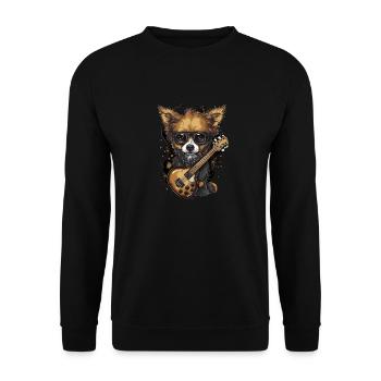 Chihuahua | Aloha Ukulele Hawaii Gitarre Lustiger - Unisex Pullover - Schwarz - Vorne - Alina (178cm) & Michal (187cm)