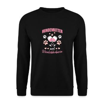 Dog mother and wine lover - Unisex Sweatshirt - black - Front - Alina (178cm) & Michal (187cm)