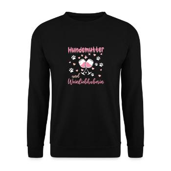 Dog mother and wine lover - Unisex Sweatshirt - black - Front - Alina (178cm) & Michal (187cm)