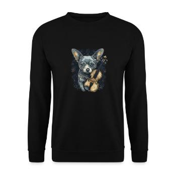 Chihuahua | Aloha Ukulélé Hawaï Guitare Chien - Sweat-shirt Unisexe - noir - Devant - Alina (178cm) & Michal (187cm)