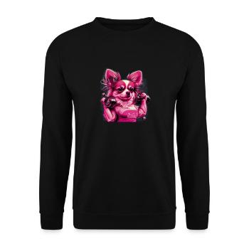 Pink Chihuahua | Fitness Girl Gym Sport Dumbbell - Unisex Sweatshirt - black - Front - Alina (178cm) & Michal (187cm)
