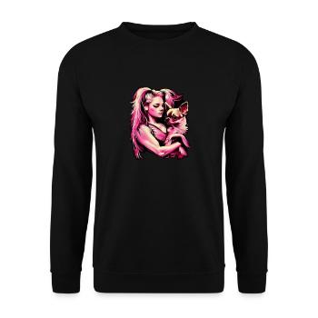 Pink Chihuahua | Fitness Girl Gym Sport Dumbbell - Unisex Sweatshirt - black - Front - Alina (178cm) & Michal (187cm)