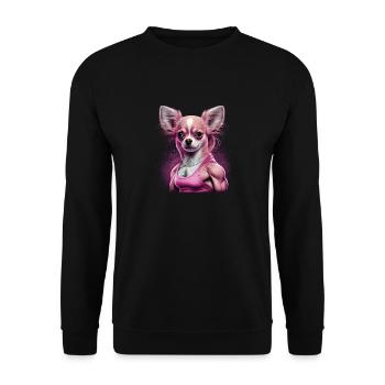 Pink Chihuahua | Fitness Girl Gym Sport Dumbbell - Unisex Sweatshirt - black - Front - Alina (178cm) & Michal (187cm)