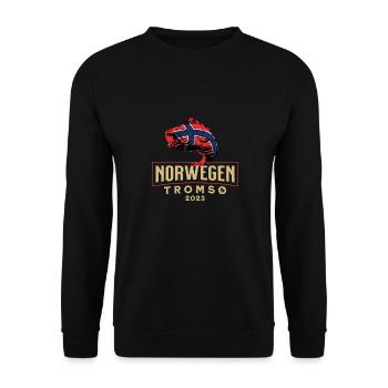 Angelurlaub Angeltour in Norwegen Tromsø - Unisex Pullover - Schwarz - Vorne - Alina (178cm) & Michal (187cm)